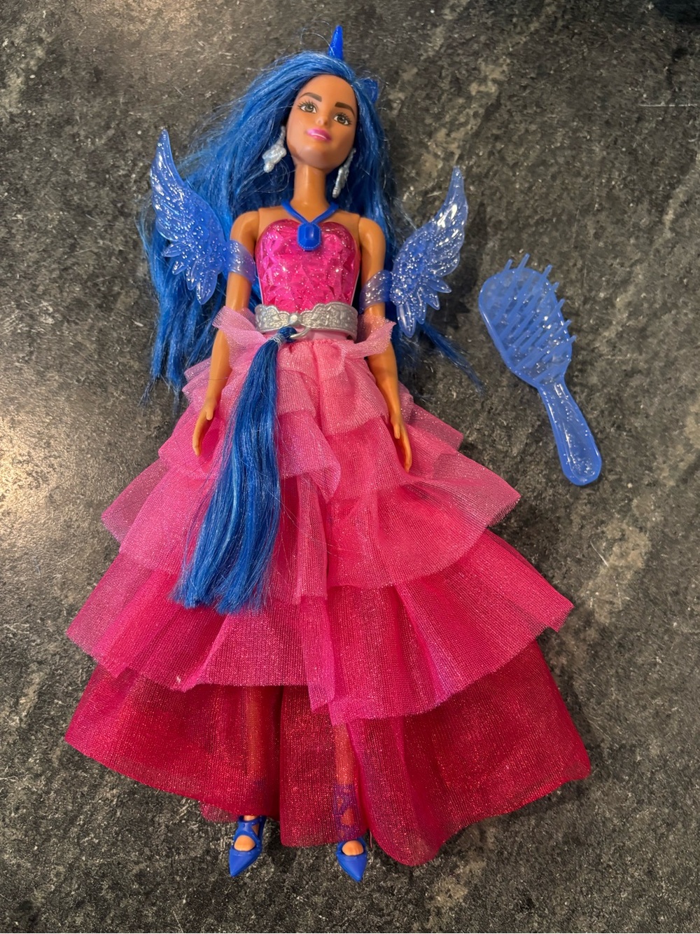 Barbie doll pink and blue with wings